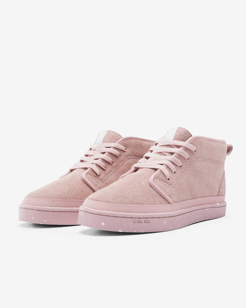 Dirty Pink Chukkas displayed on a white background in a pair and facing the front at an angle, highlighting the upper construction.